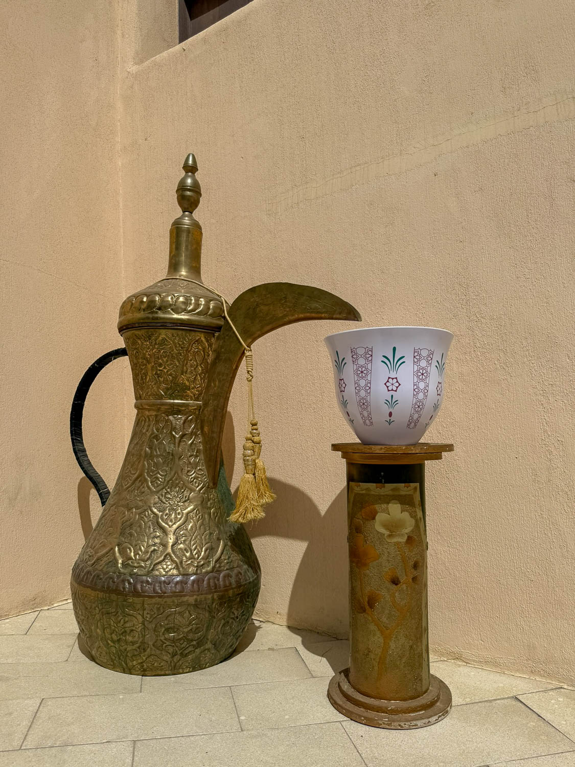 Traditional Arabic coffee pot known as a dallah in Doha Qatar