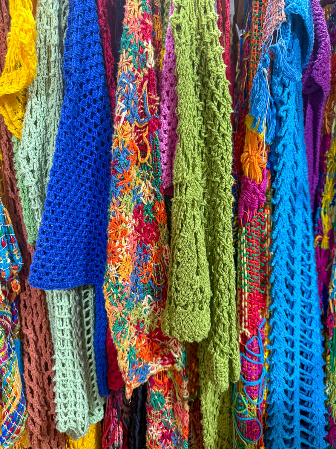 Handcrafted textiles created by Alagoas artisans at markets in Maceio Brazil