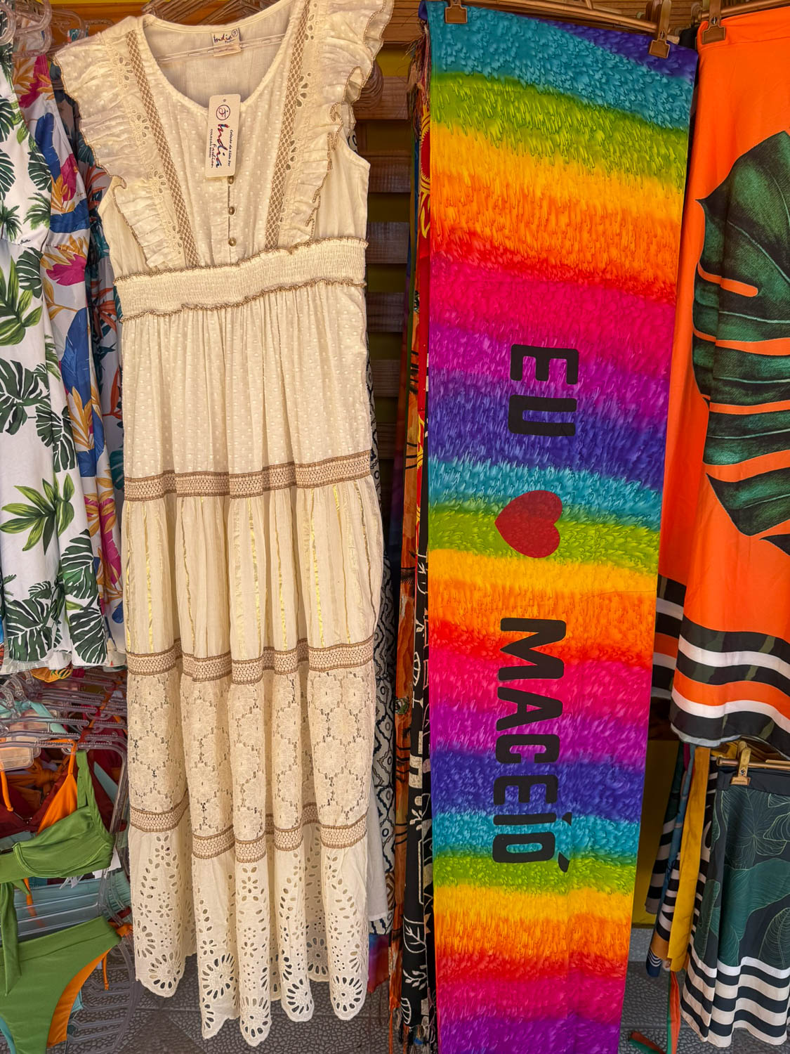Beachfront souvenir and accessory stalls in Maceio Brazil