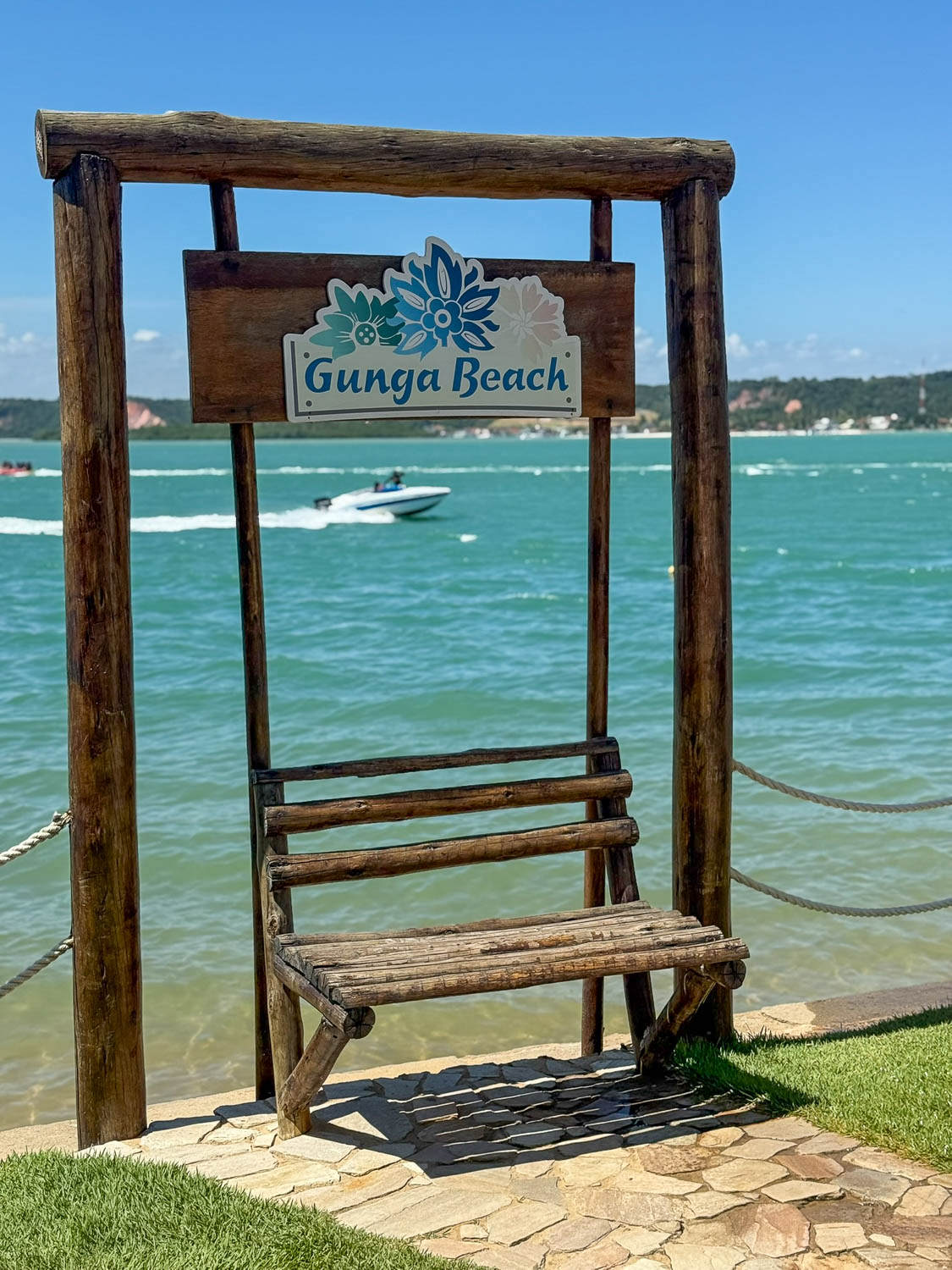 Praia do Gunga, one of the most famous beaches in Maceio, Brazil, with turquoise water and beach activities
