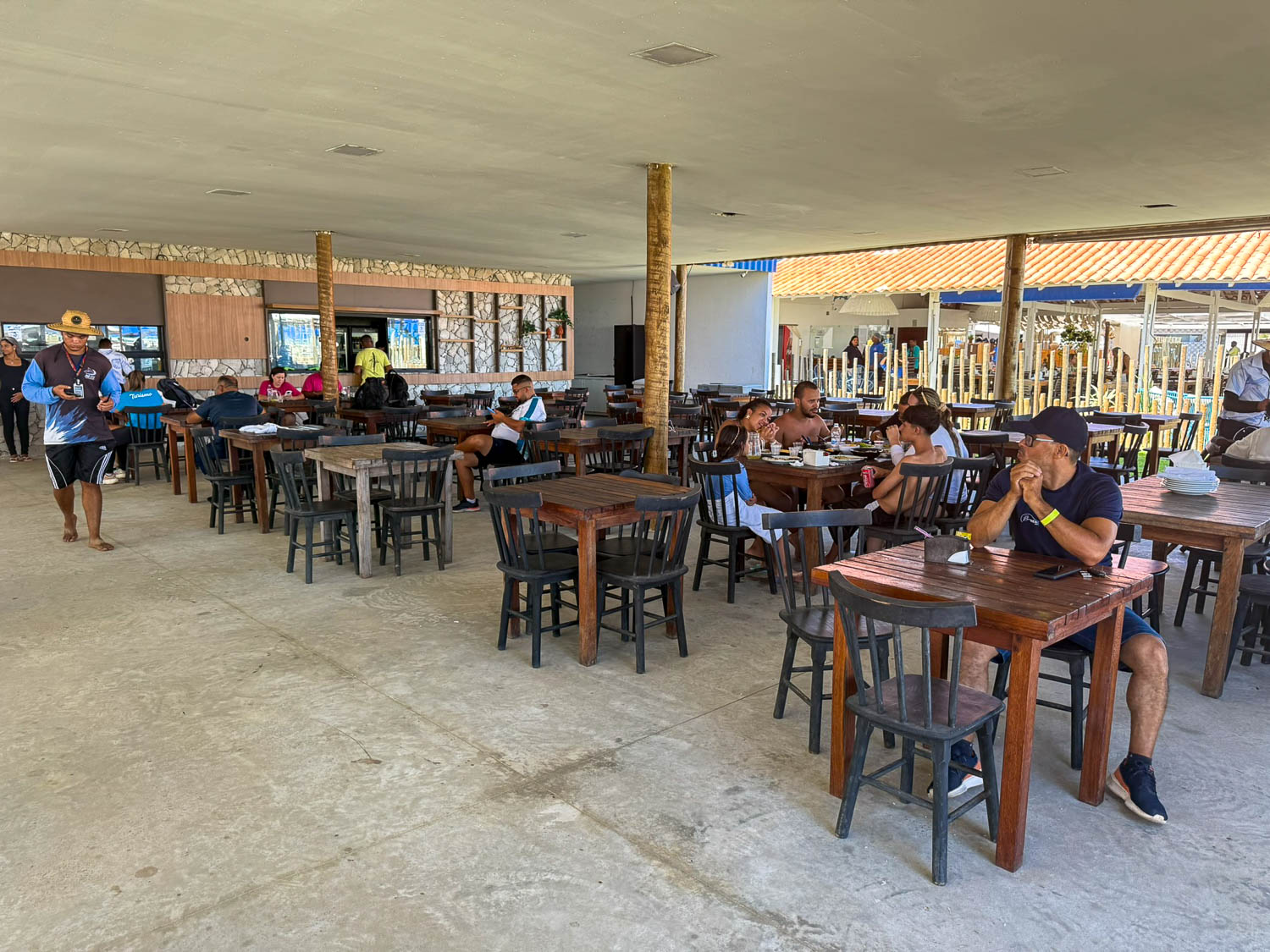 Open-air beachfront restaurants at Praia do Gunga near Maceio