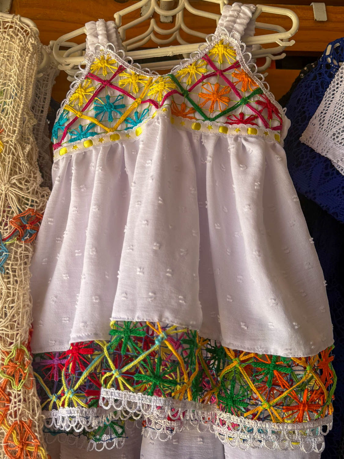 Close-up of handmade lace textile craftsmanship in Maceio Brazil
