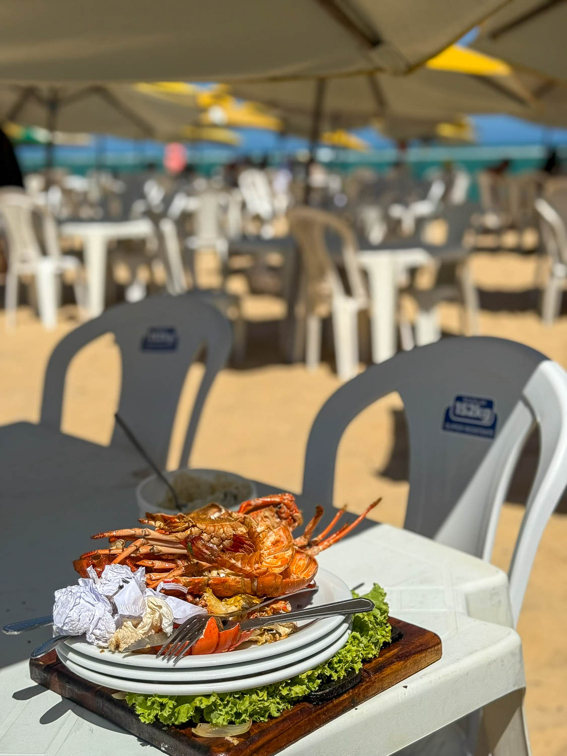 Fresh seafood served near Ponta Verde Beach in Maceio, Brazil